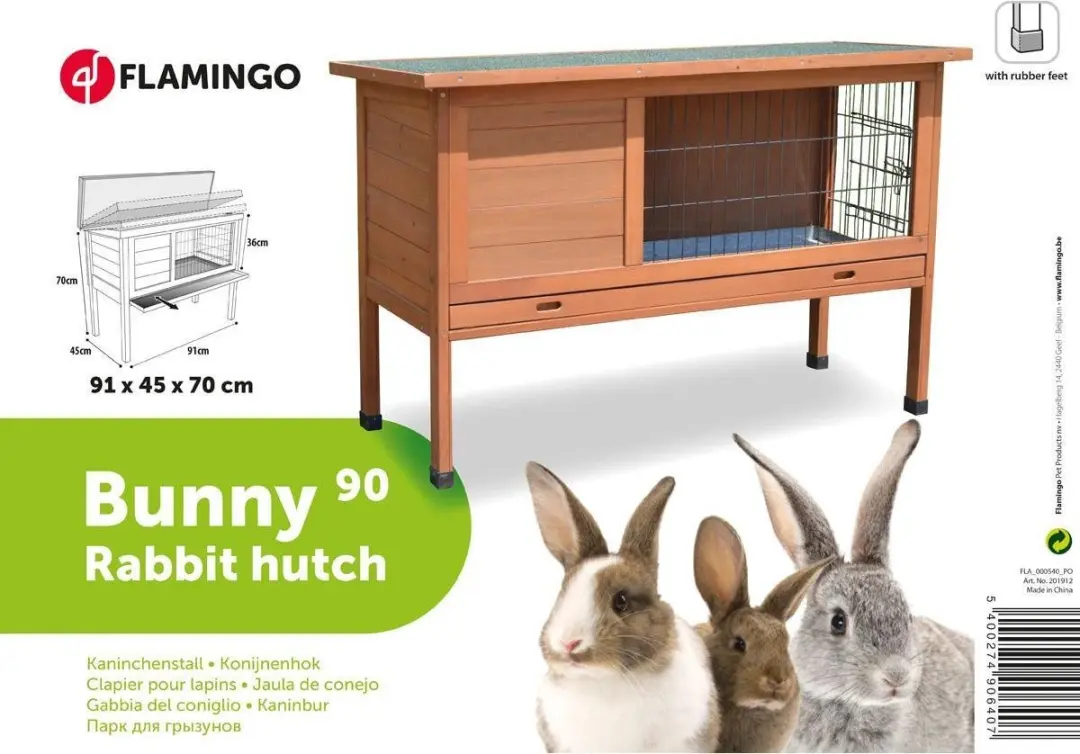 Flamingo Konijnenhok Bunny Classic Bruin - 91,5x45x70cm
