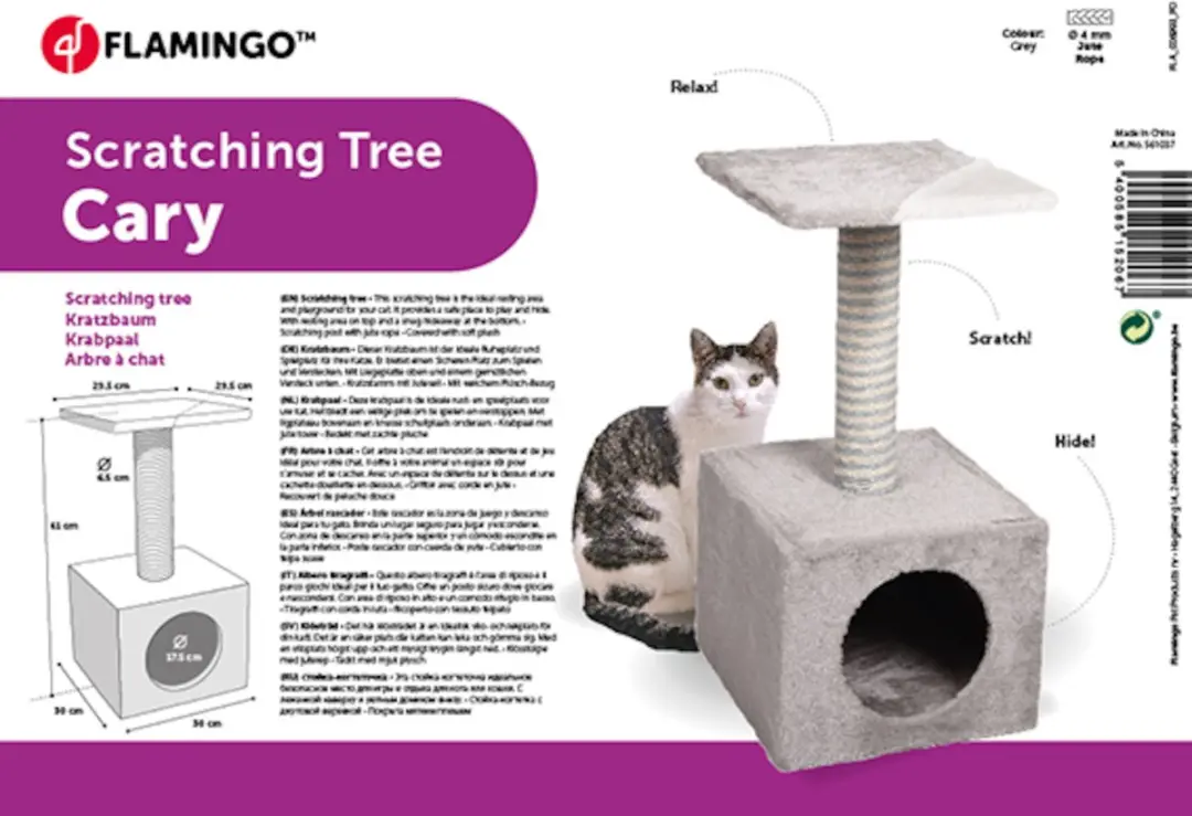 Flamingo Cary Kattenkrabpaal 30x30x61cm - Grijs