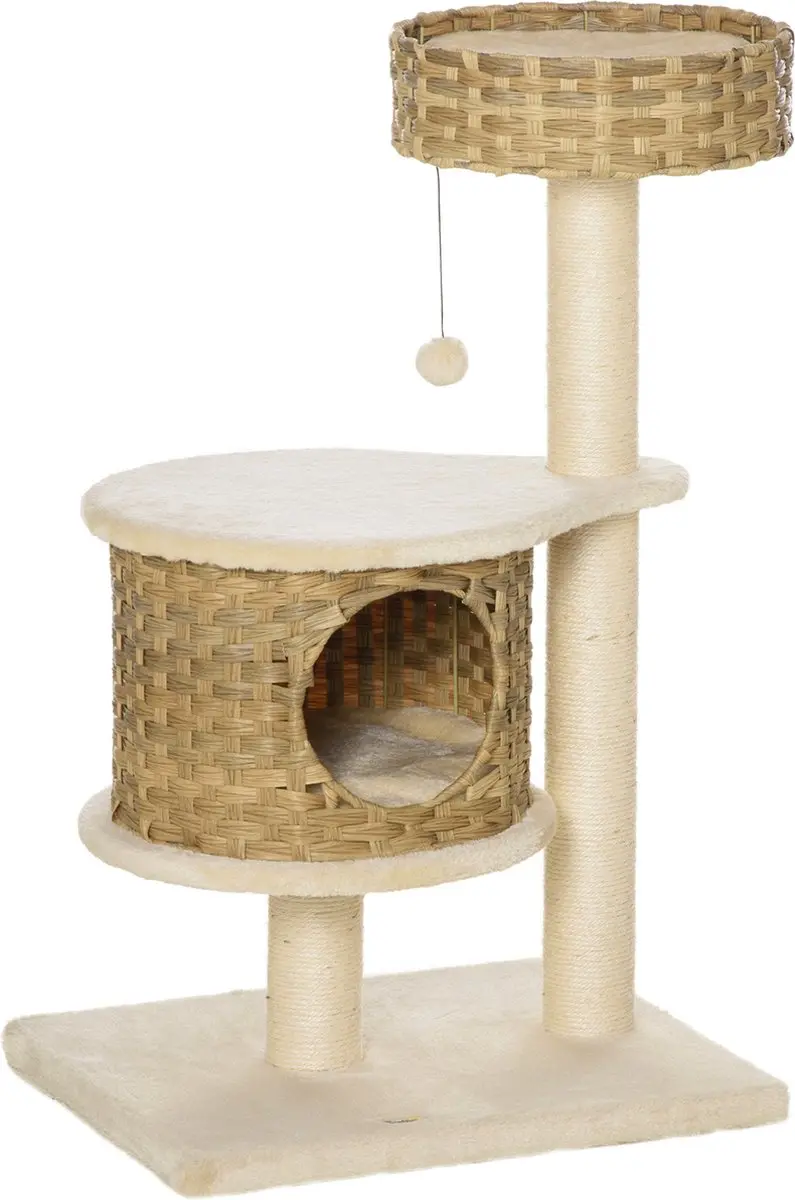 Pawhut Krabpaal met Kattengrot 95cm