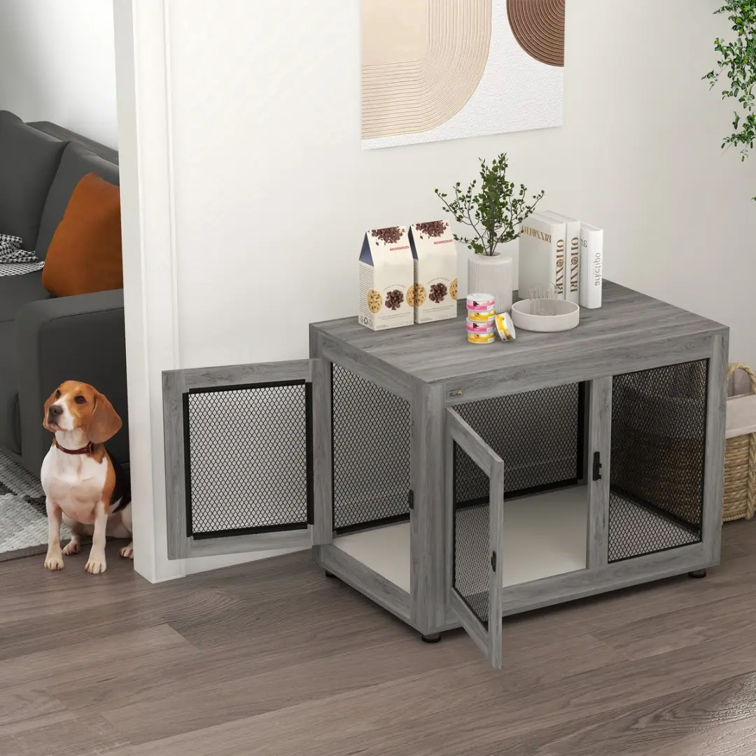 Pawhut Hondenbox met 2 Deuren - 94x60x71,5cm - 30 kg - Grijs