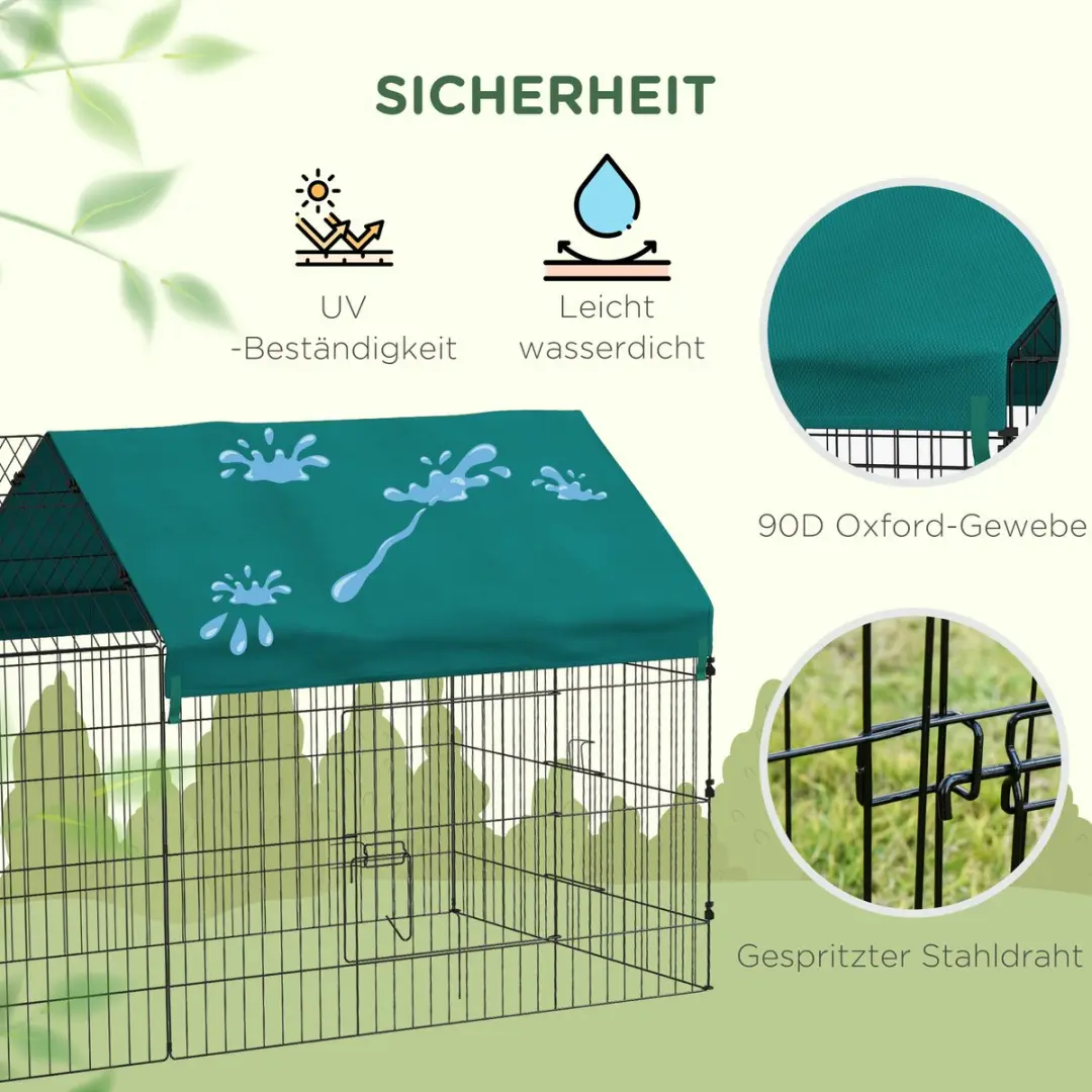 Pawhut Kleintiergehege 220x85x103cm - 4 Deuren - Groen