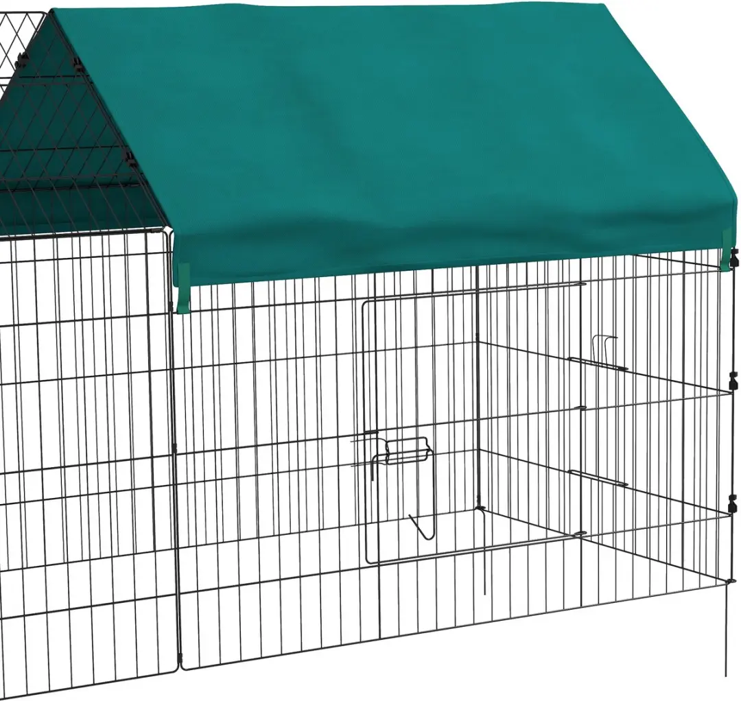 Pawhut Kleintiergehege 220x85x103cm - 4 Deuren - Groen