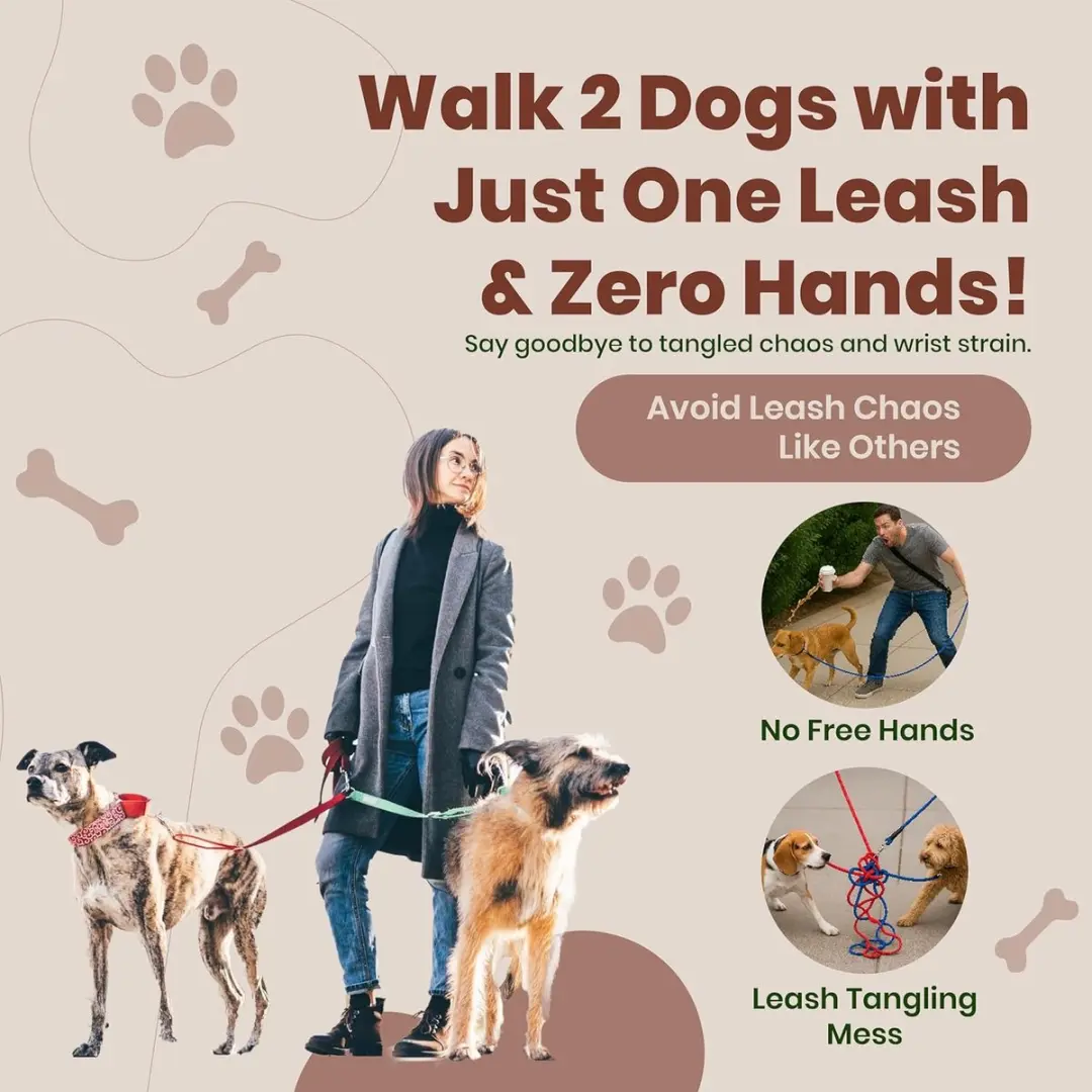 ECTEATOY Hondenlooplijnset Paars - 2 Honden