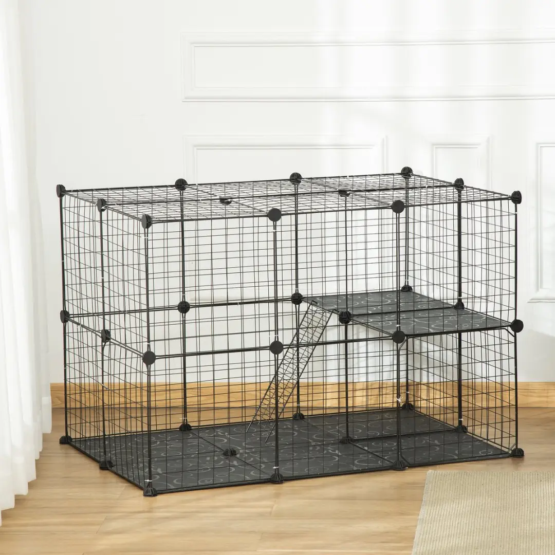 Pawhut Kooi voor kleine dieren 70x70x105cm - Zwart - afbeelding 6 van 6