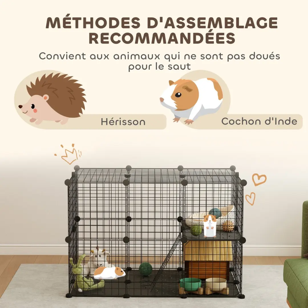 Pawhut Kooi voor kleine dieren 70x70x105cm - Zwart