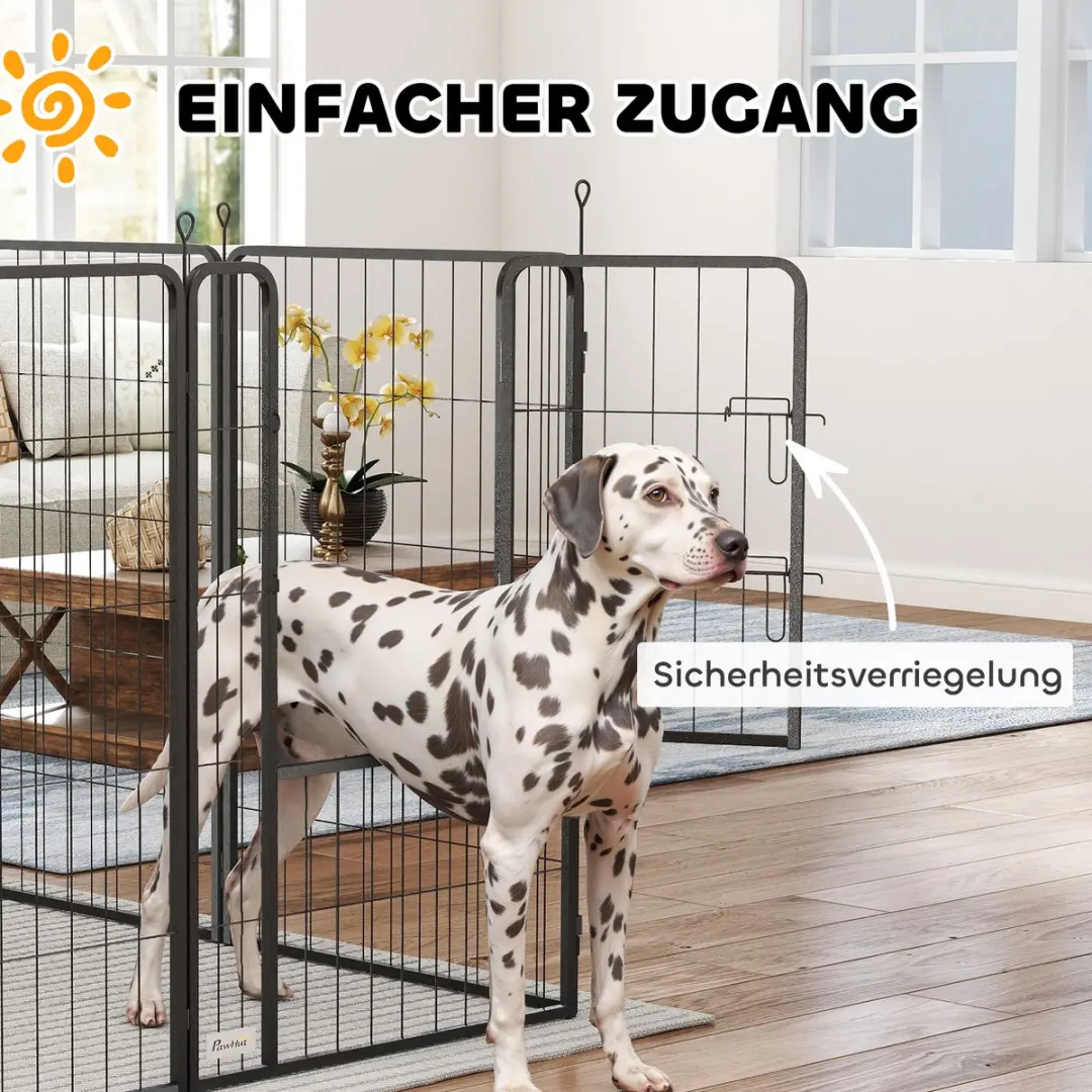 Pawhut Welpenuitloop 100cm - 12x68x100cm - inkl. deur & schutzeil - Zwart - afbeelding 6 van 6