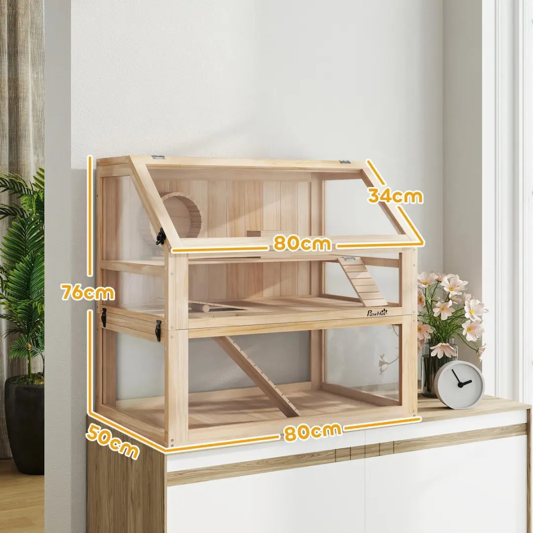 Pawhut Hamsterkooi 60cm - Houtkleur