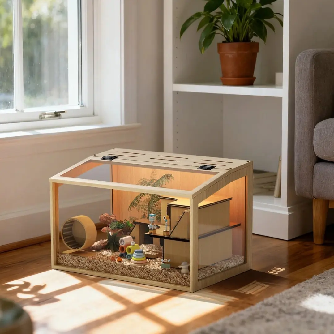 Pawhut Hamsterkooi 60cm - Houtkleur