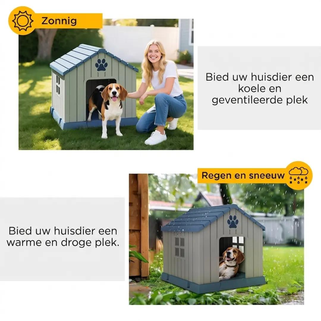 Pawhut Hondenhok Waterdicht 85x79x82cm - Grijs - afbeelding 6 van 6