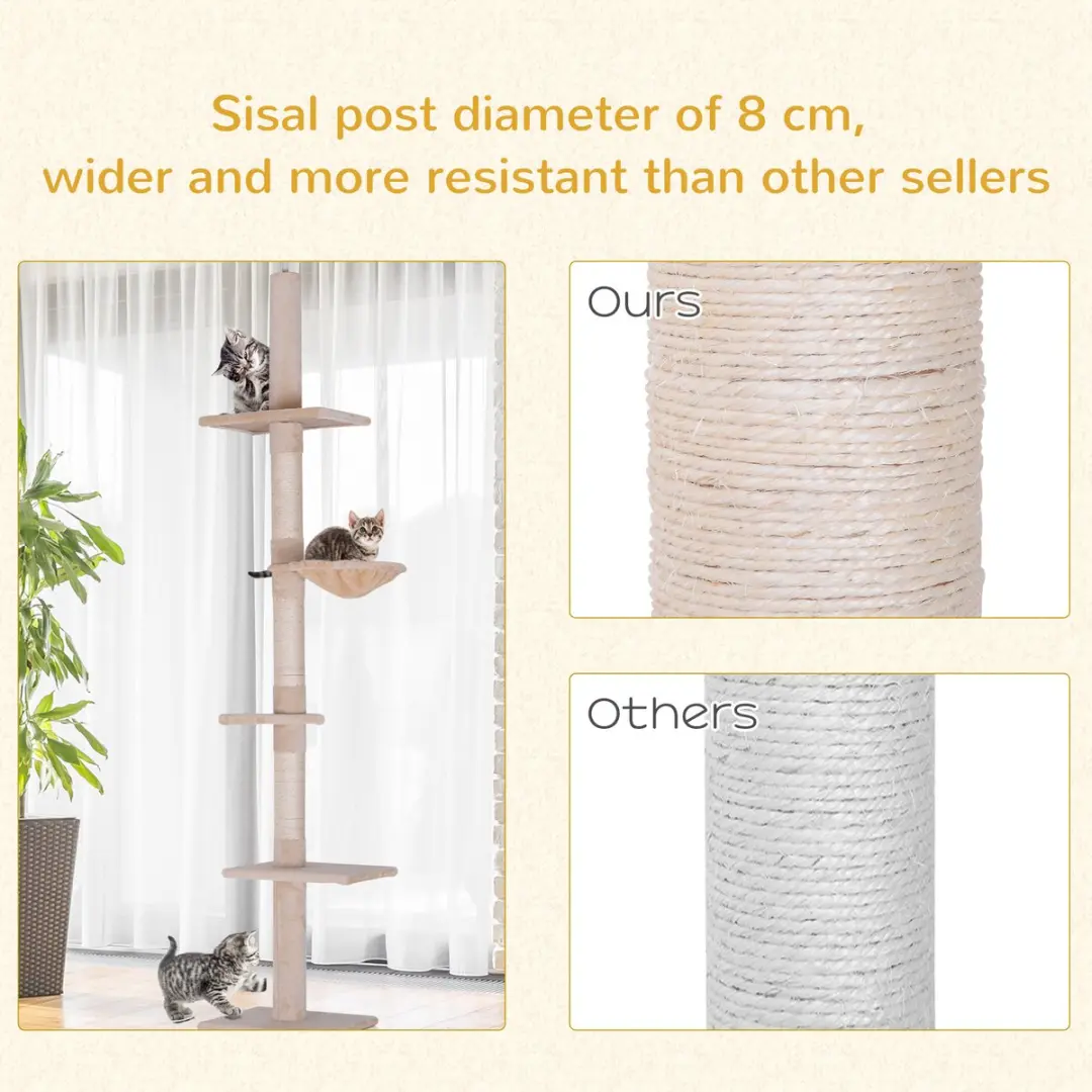 Pawhut Kattenboom 5 Niveau's - 5 Ligplekken - Ø30cm - Beige