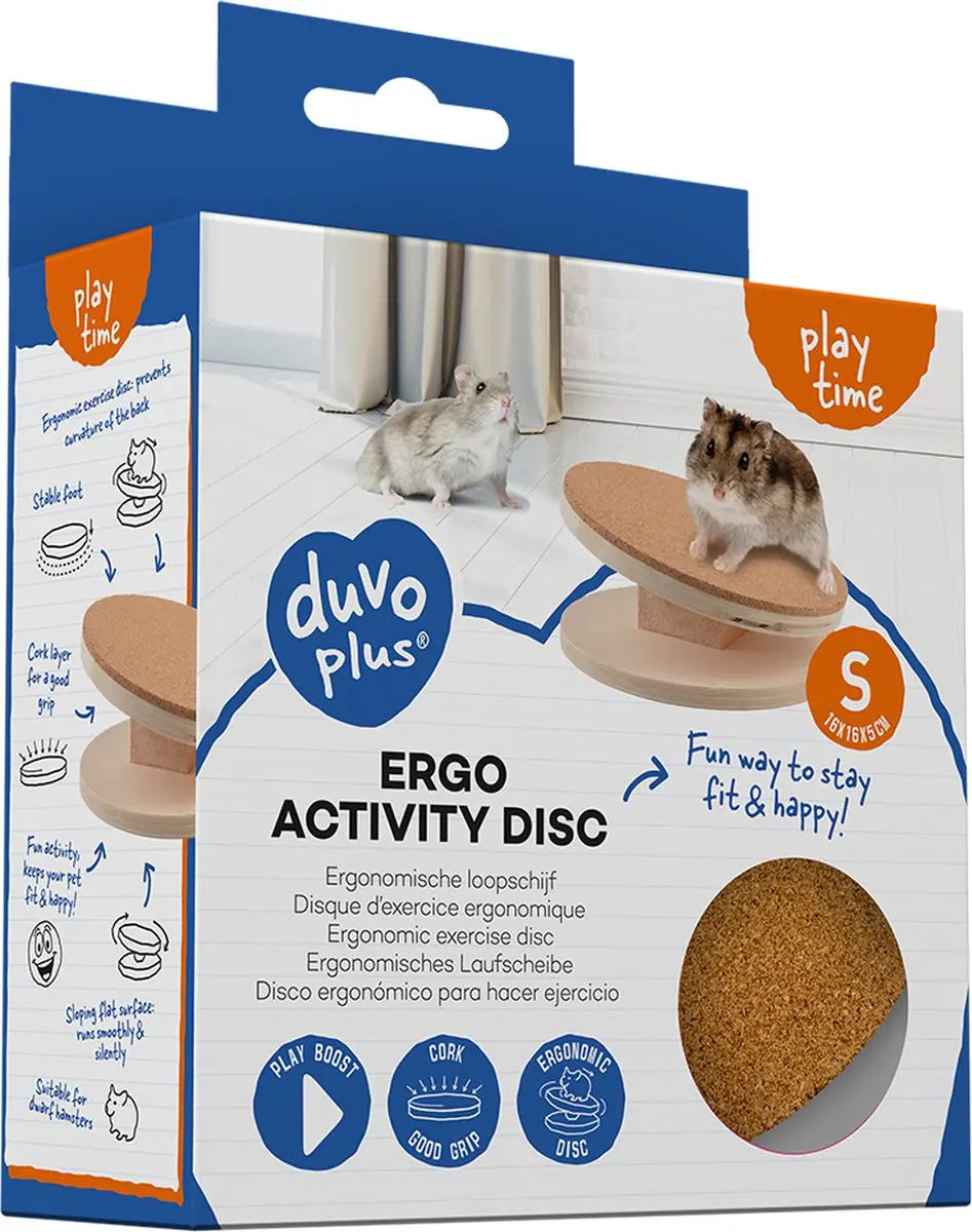 Duvo ERGO Loopschijf voor Knaagdieren Kurk S - 16x16x5cm