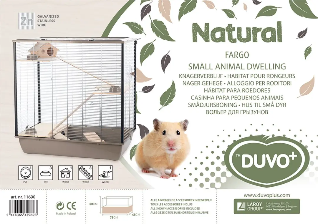 Duvo+ Natural Fargo Knaagdierkooi Mokka/Zink - 78x48x80cm