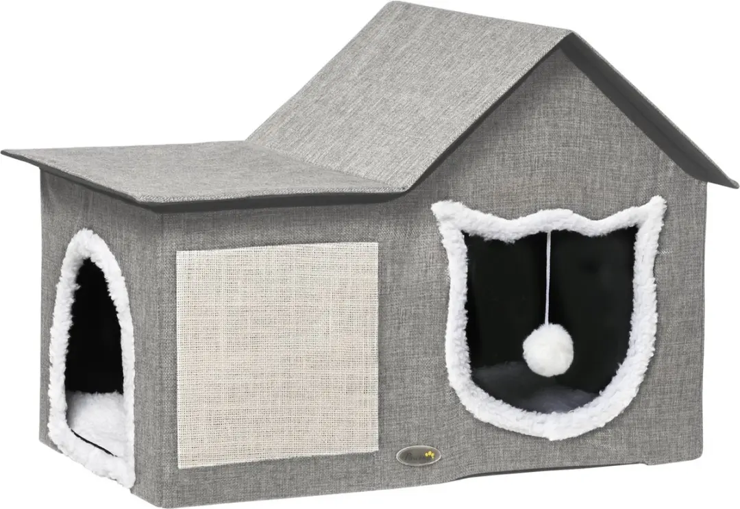 Pawhut Kattenhuis met Speelbal en 2 Ingangen