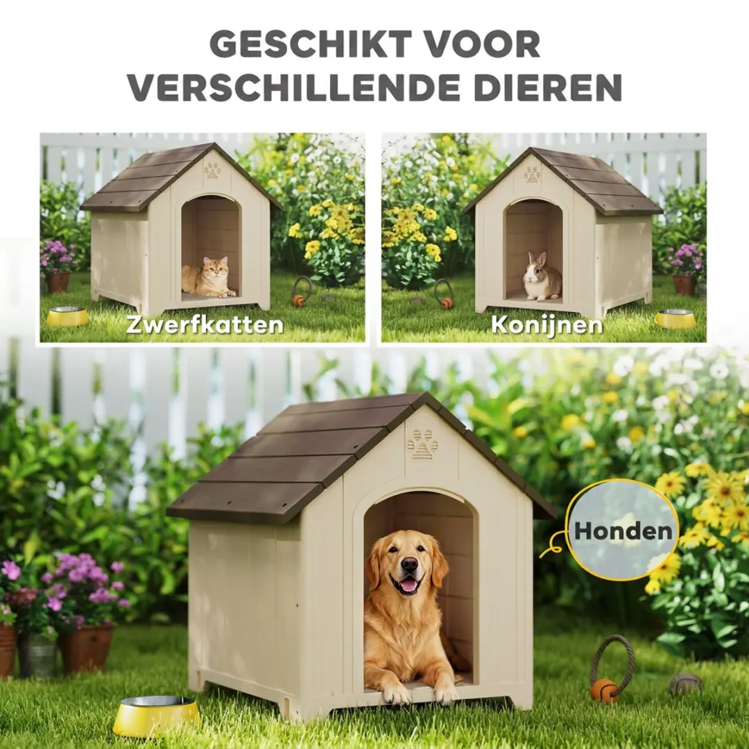 Homcom Weersbestendig Hondenhok 88x79x89cm - afbeelding 6 van 6