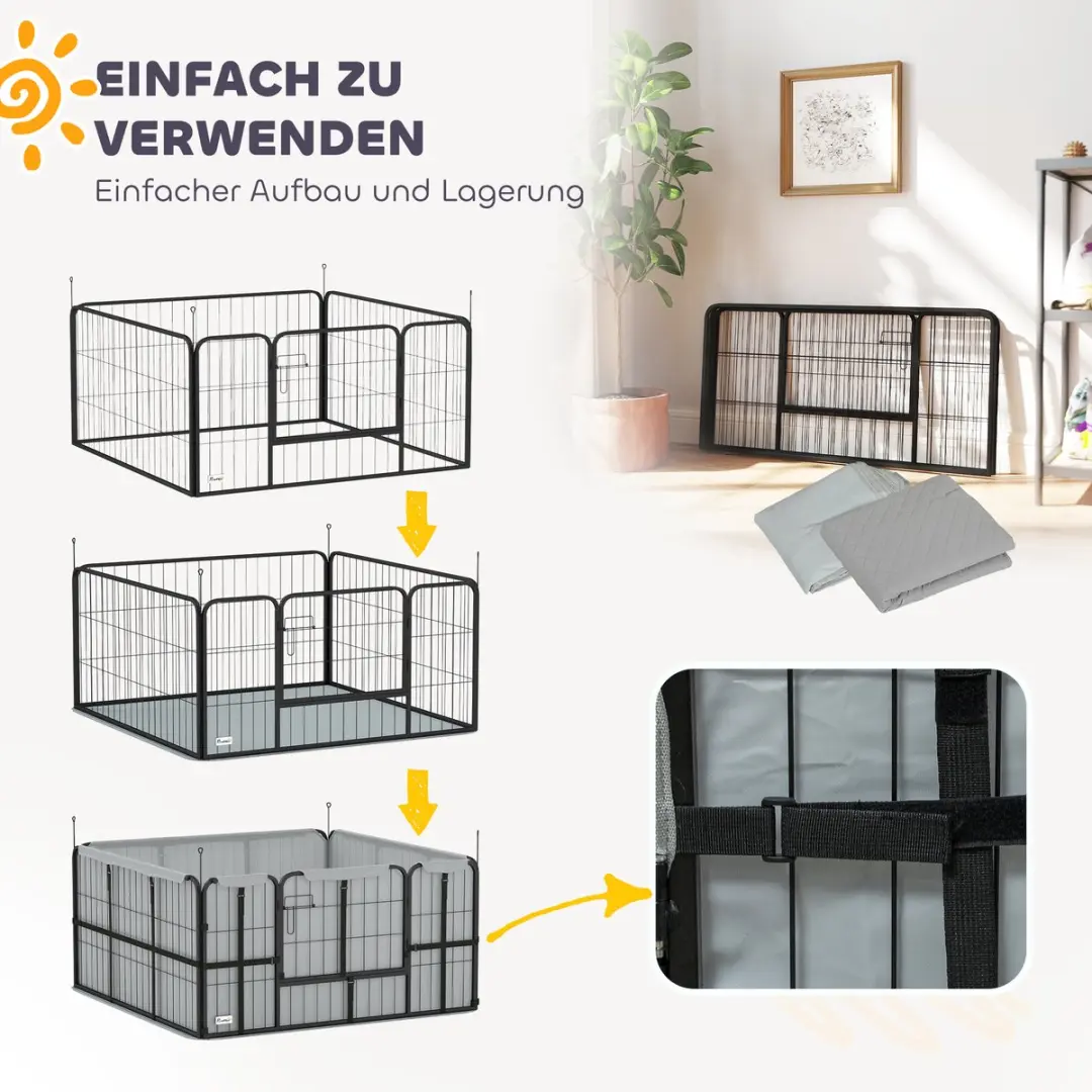 Pawhut Werpkist Staal 122x122x60cm - Zwart - afbeelding 6 van 6