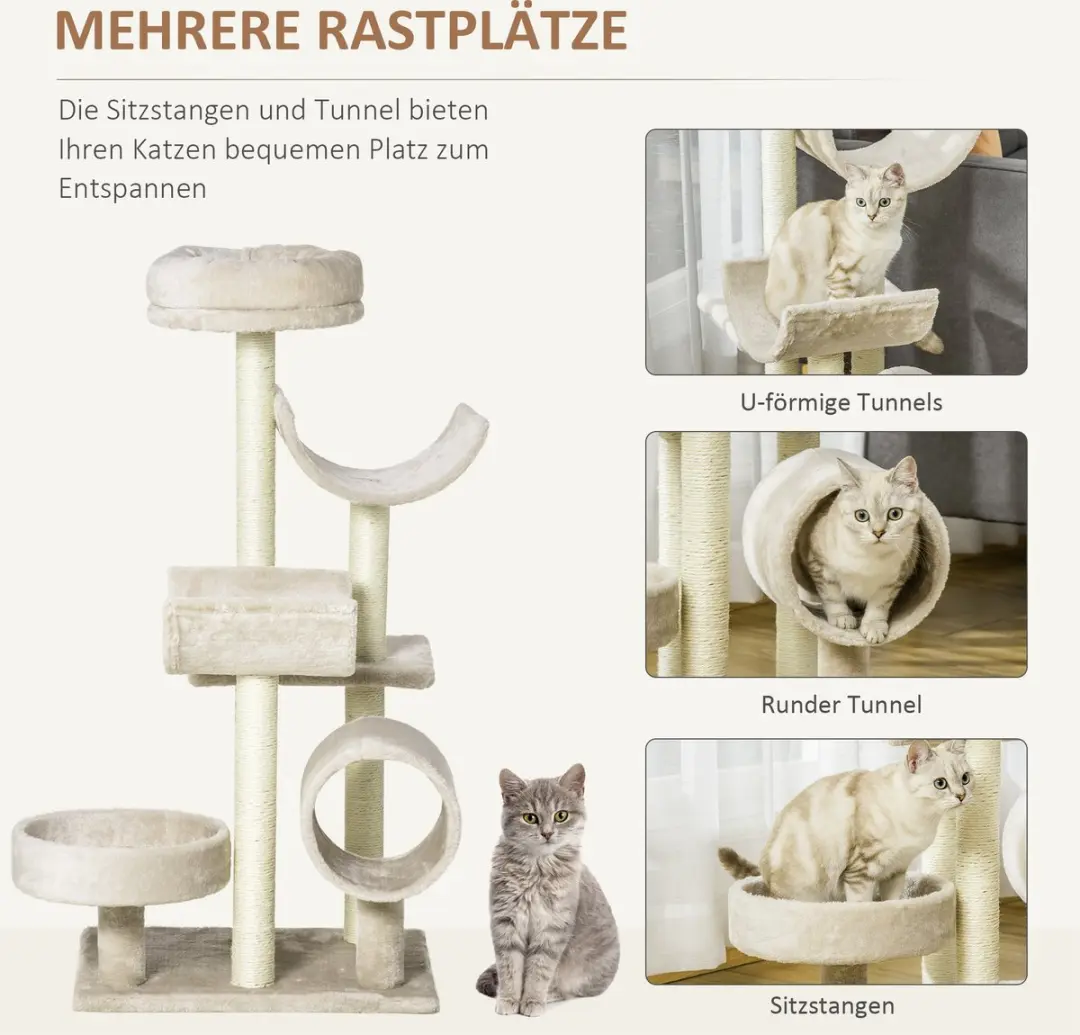 Pawhut Kattenboom D30-191 - 5 Niveaus - 4 Ligplekken