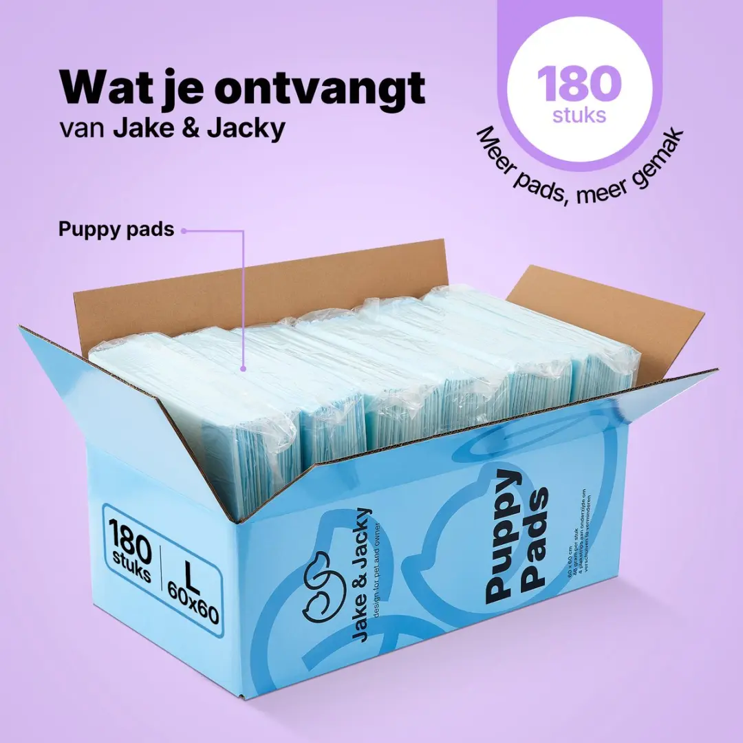 Jake and Jacky Puppy Training Pads 180 Stuks - 60x60cm Wit - afbeelding 6 van 6