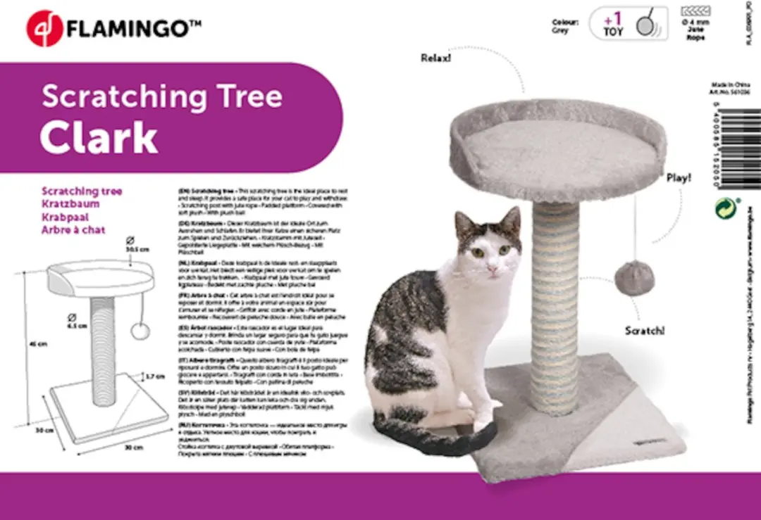 Flamingo Clark Kattenkrabpaal 30x30x45cm - Anthracite