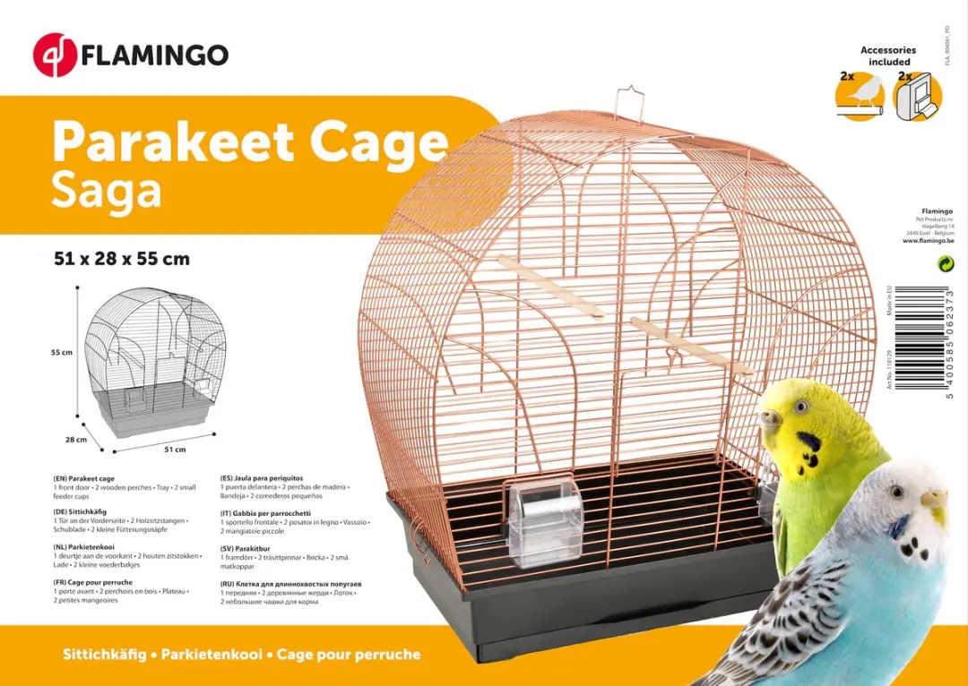 Flamingo Saga Vogelkooi 51x28x55cm - Koperkleurig