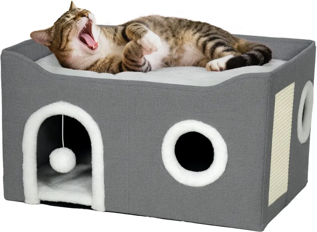 Pawhut Kattenhuis MDF Grijs