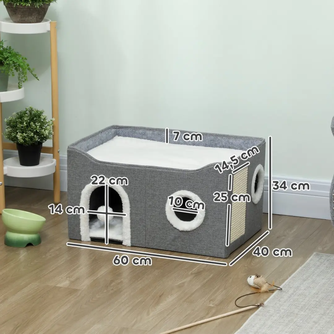 Pawhut Kattenhuis MDF Grijs - 60x40x34cm