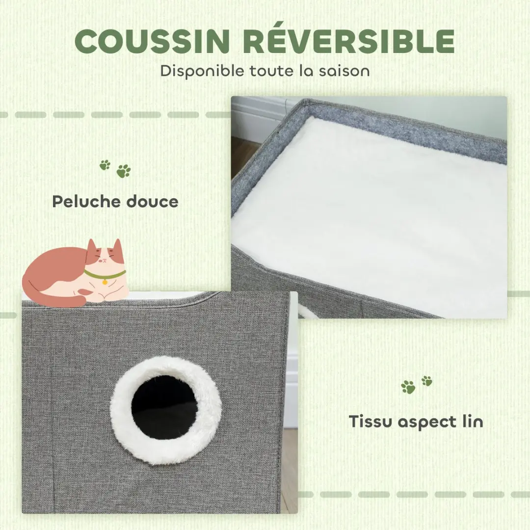 Pawhut Kattenhuis MDF Grijs - 60x40x34cm