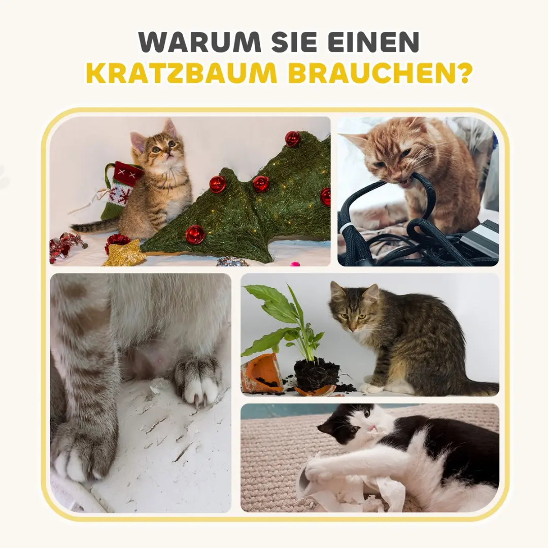 Pawhut Kattentoren Khaki+Koffie - 45x45x79cm - 3 Ligplekken
