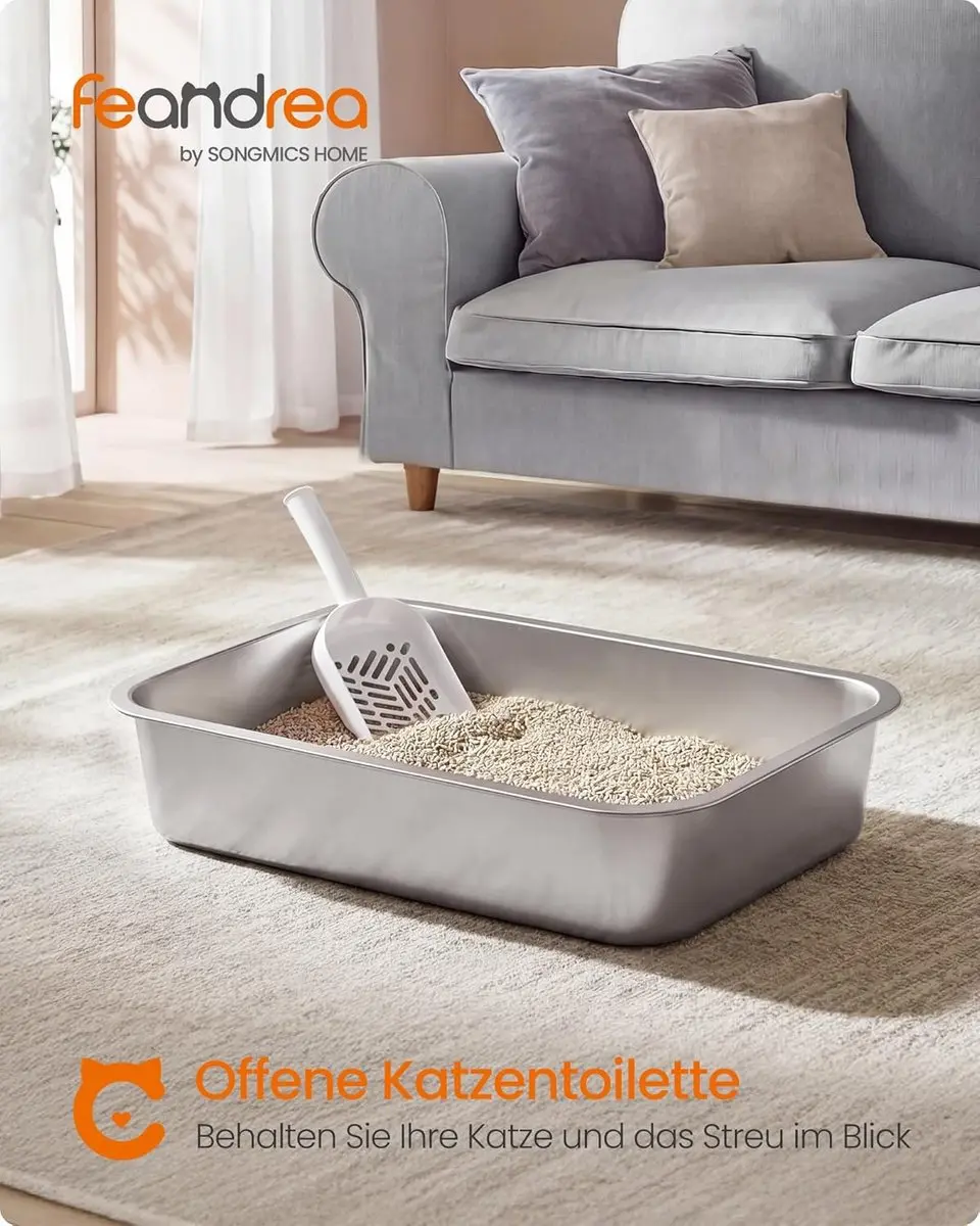 Songmics Kattenbak PPT016E101 - Roestvrij staal 50x35x15cm