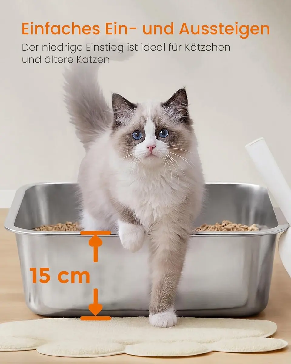 Songmics Kattenbak PPT016E101 - Roestvrij staal 50x35x15cm