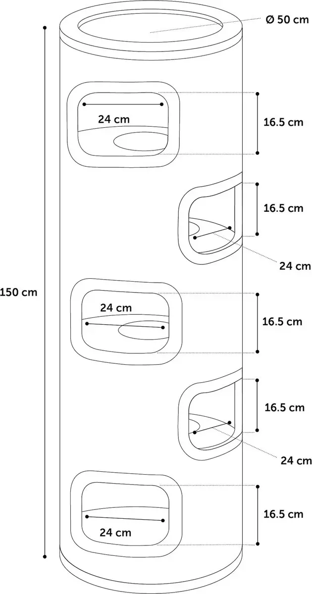 Flamingo Krabton Enes XL Speelkrab - 50x50x150cm - Bruin