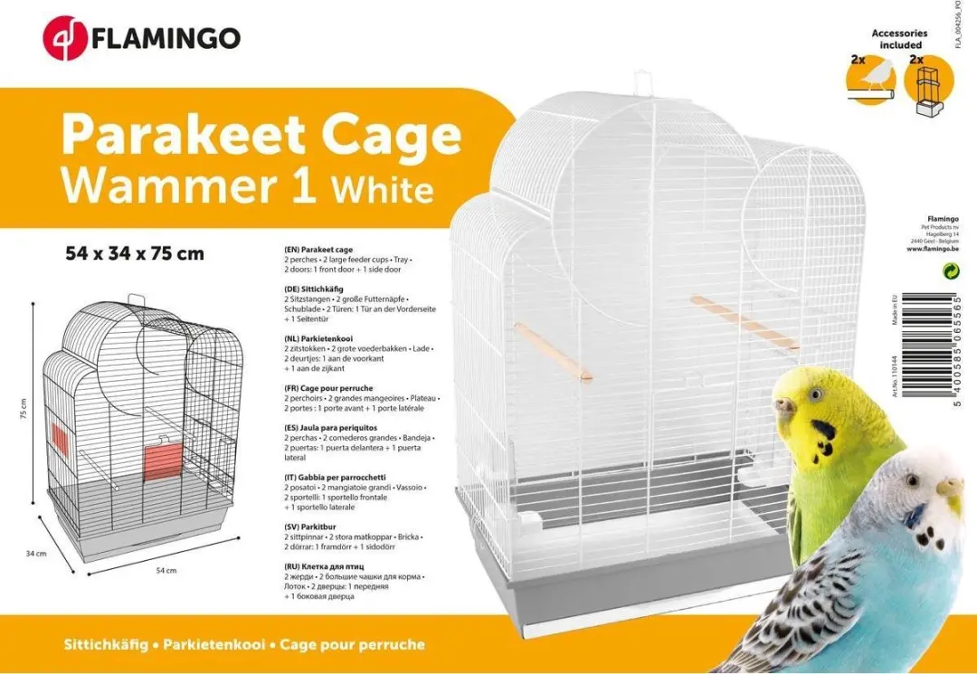 Flamingo Vogelkooi Wammer 1 - 54x34x75cm - Grijs/Wit