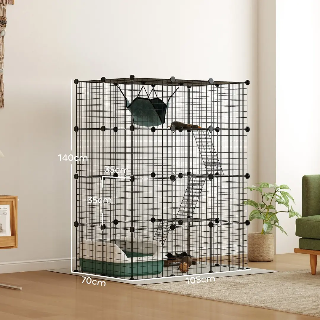 Pawhut Kattenkooi Staand - 105x70x140cm - Zwart