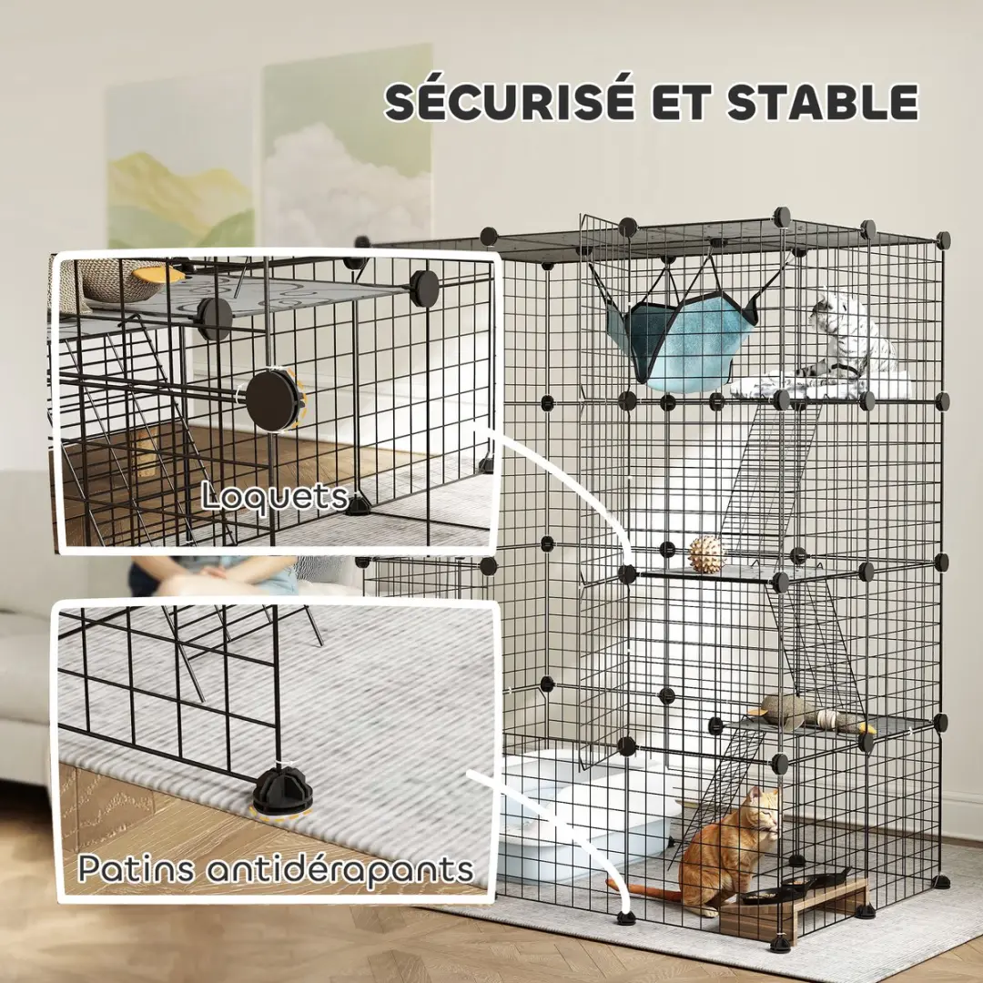 Pawhut Kattenkooi Staand - 105x70x140cm - Zwart