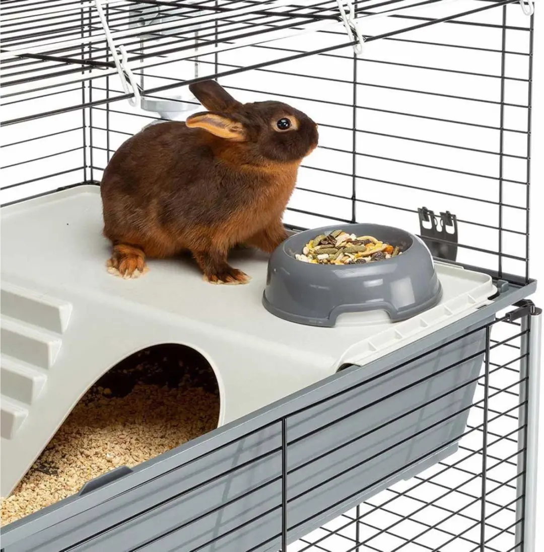 Ferplast Rabbit 100 Dubbel Konijnenkooi - 95x57x93.5cm - Grijs