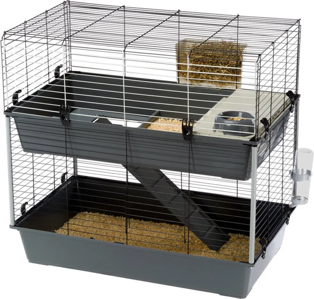Ferplast Rabbit 100 Dubbel Konijnenkooi - 95x57x93.5cm - Grijs