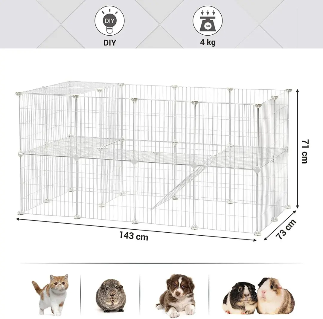 Songmics Uitloophok 2 verdiepingen 143x73x71cm - wit - afbeelding 6 van 6