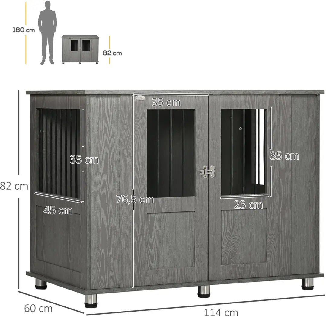 Pawhut Hundekäfig D02-074V81 - Grijs