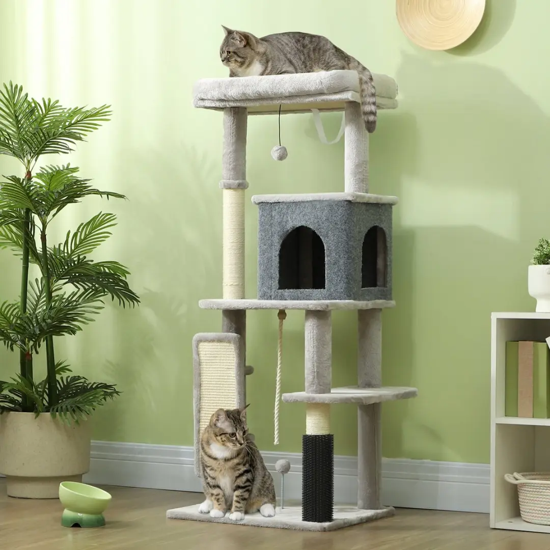 Pawhut Kratzbaum 132cm Kattenboom - 4 Niveaus 4 Ligplekken