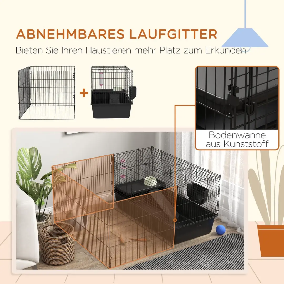 Pawhut Kleintierkooi 99cm - 1 verdieping - Zwart - afbeelding 6 van 6
