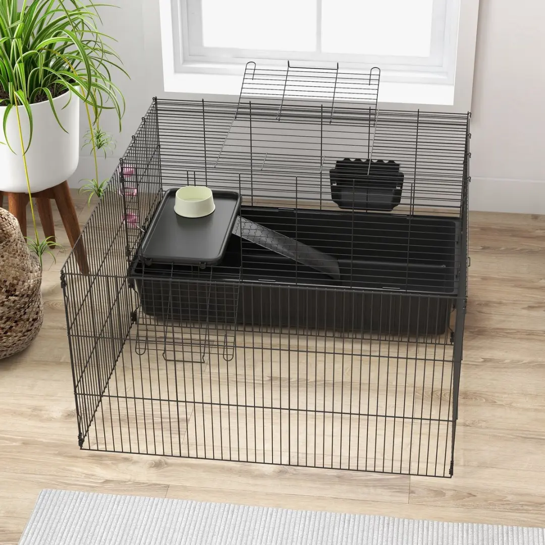 Pawhut Kleintierkooi 99cm - 1 verdieping - Zwart