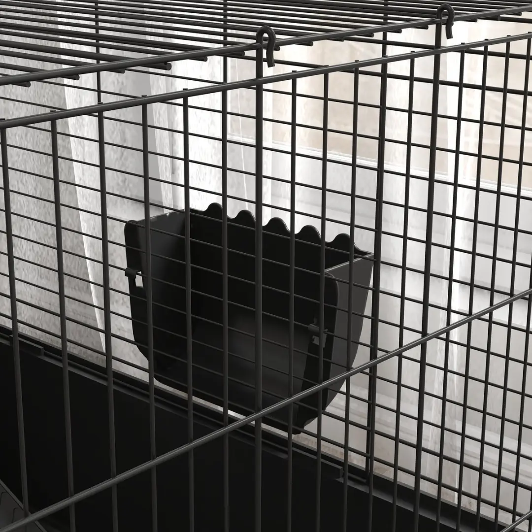 Pawhut Kleintierkooi 99cm - 1 verdieping - Zwart