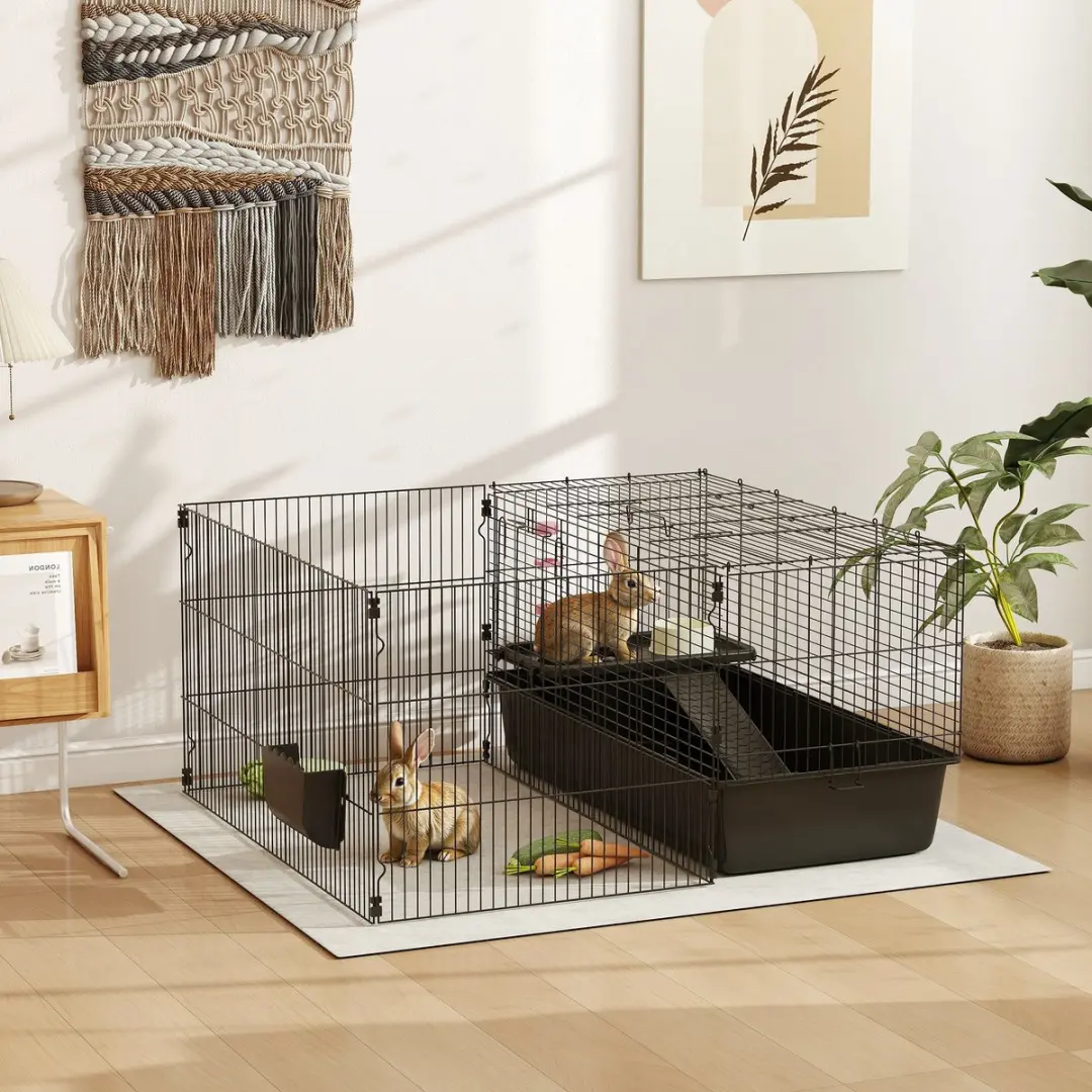 Pawhut Kleintierkooi 99cm - 1 verdieping - Zwart