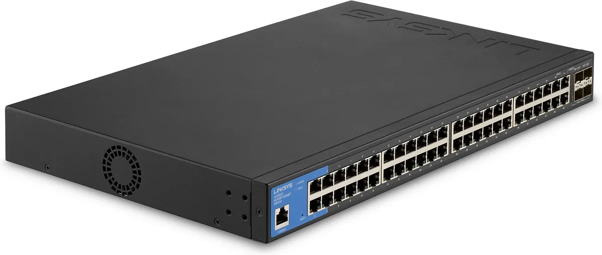 Linksys LGS352C - Network Switch - Managed - 48 Poorten - 10G SFP+ Poorten - Zwart