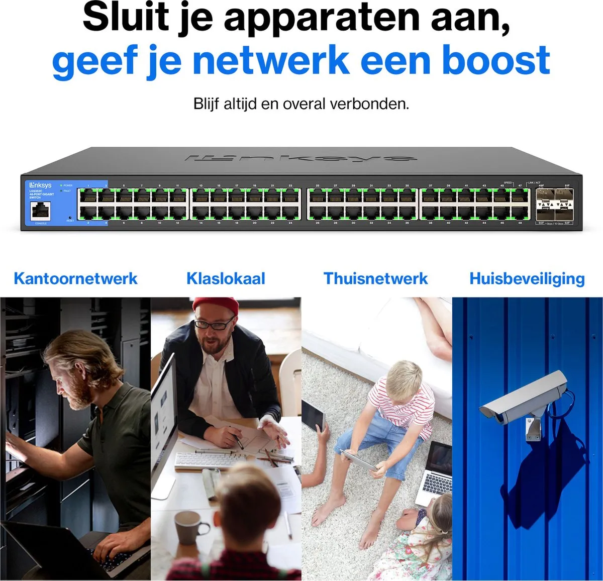 Linksys LGS352C - Network Switch - Managed - 48 Poorten - 10G SFP+ Poorten - Zwart