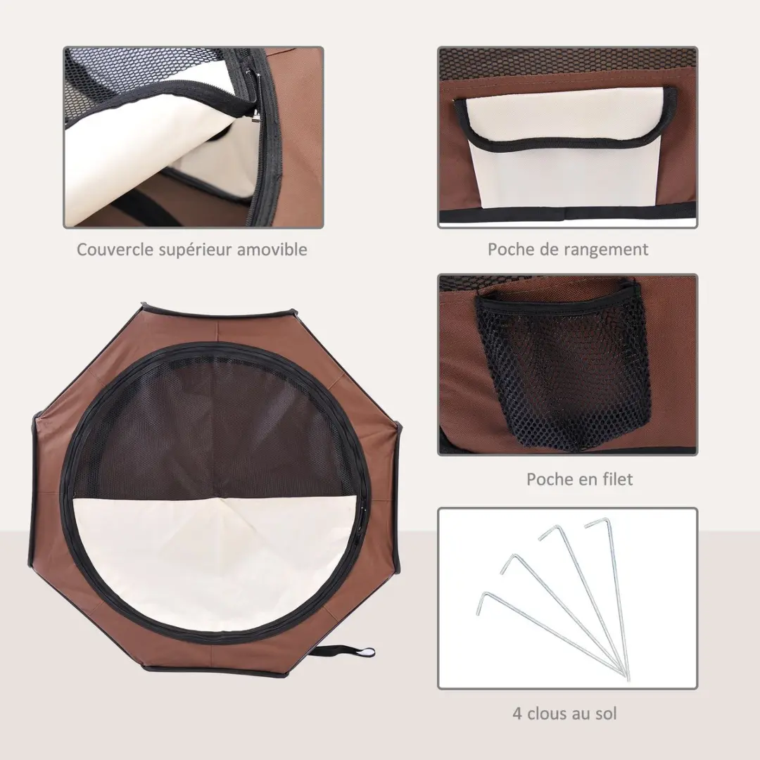 Pawhut Huisdierenbox Oxfordstof 90x90x41cm - Bruin