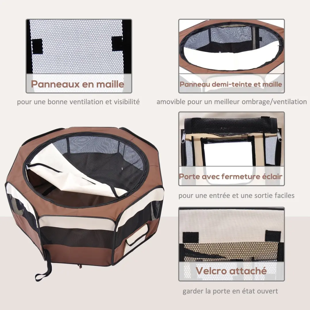 Pawhut Huisdierenbox Oxfordstof 90x90x41cm - Bruin