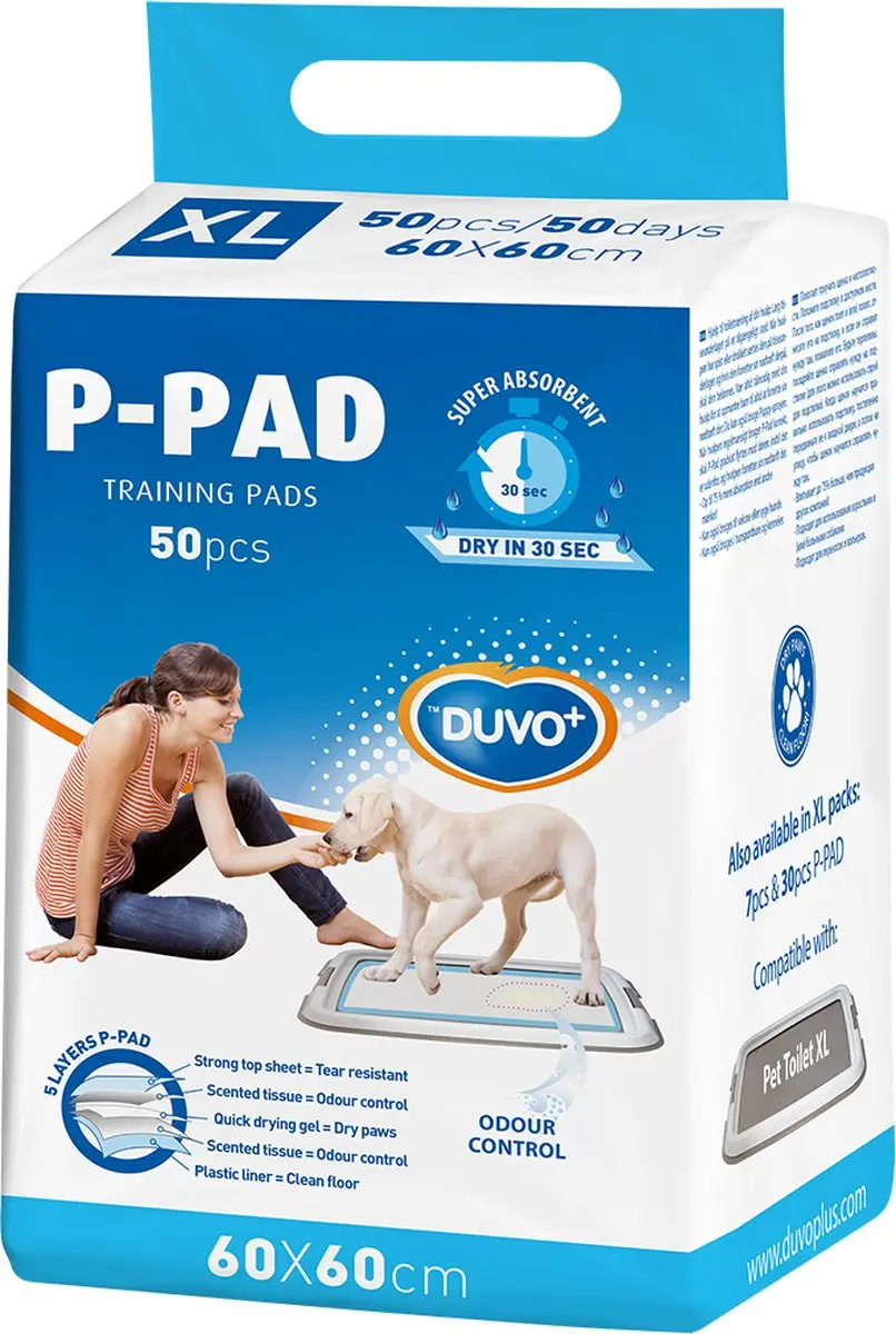Duvo Dierentoilet P-pad X-large - 50 Stuks - 60x60cm