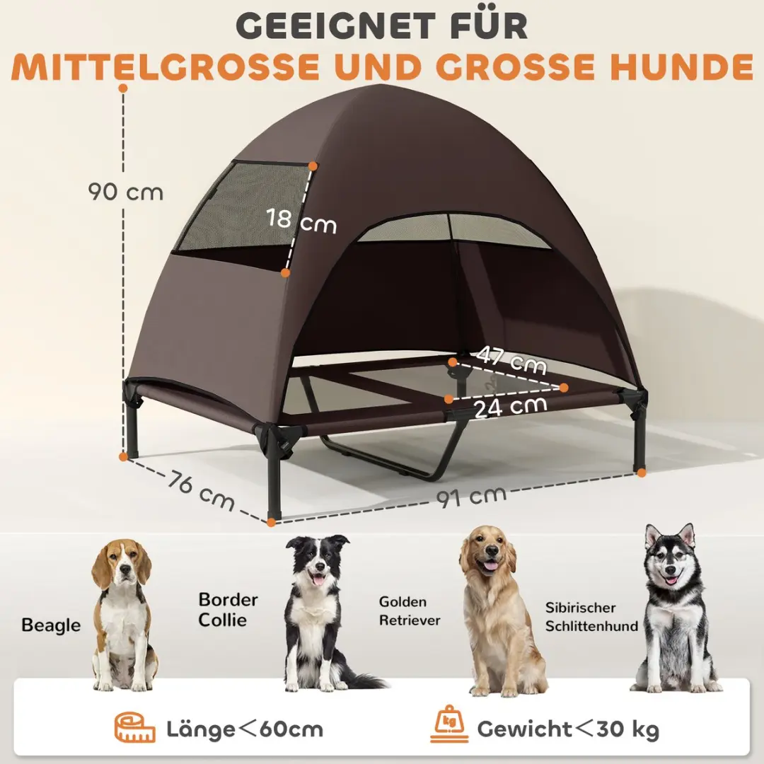 Pawhut Hundeliege M - 91x76x90cm Kaffee