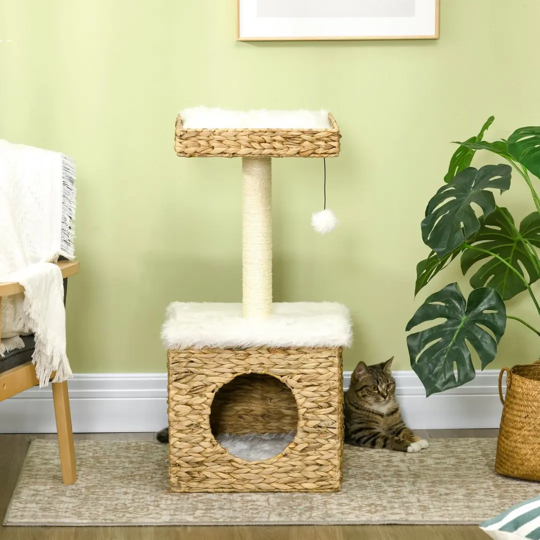 Pawhut Kattenboom 40x40x83cm - 2 Niveaus - Bruin