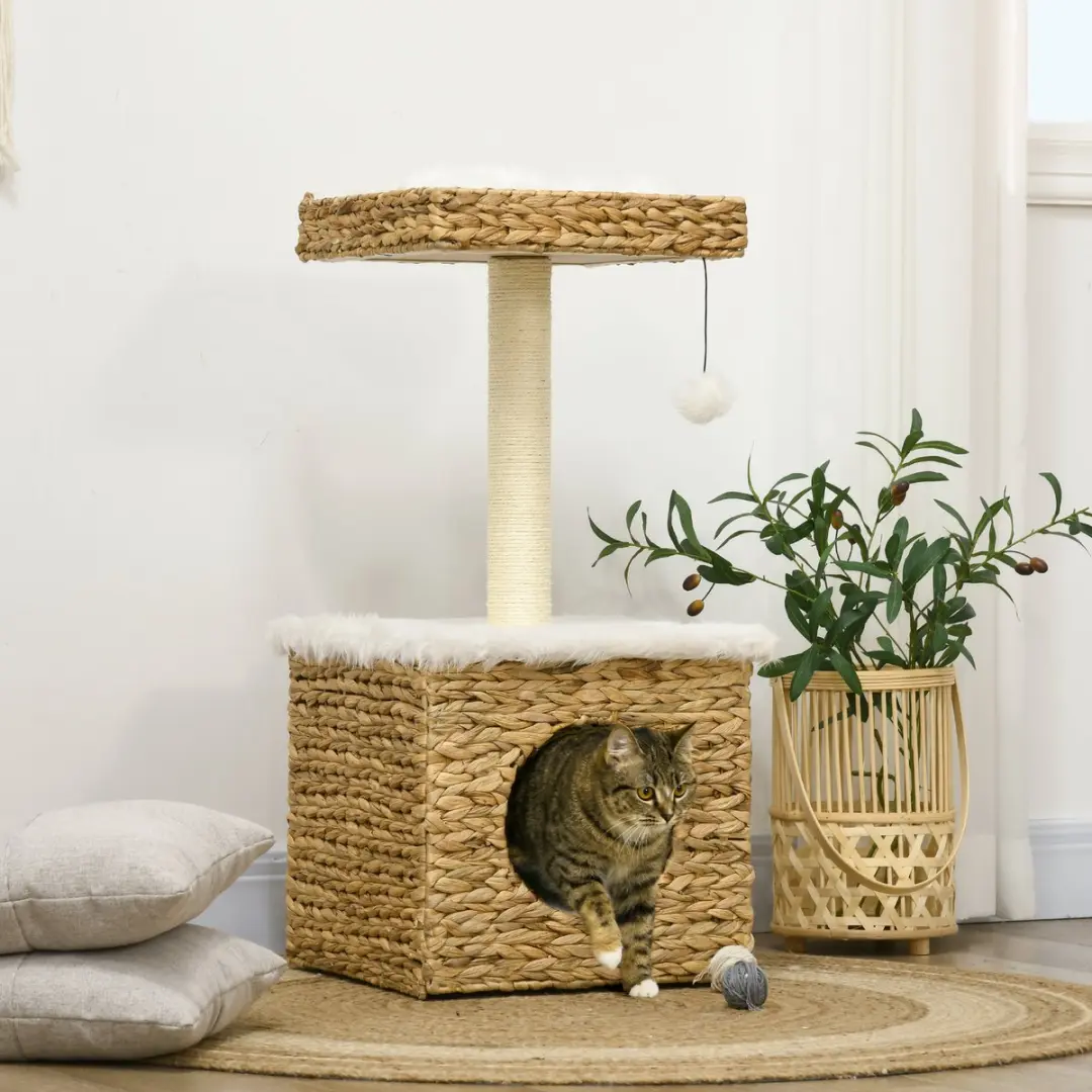 Pawhut Kattenboom 40x40x83cm - 2 Niveaus - Bruin